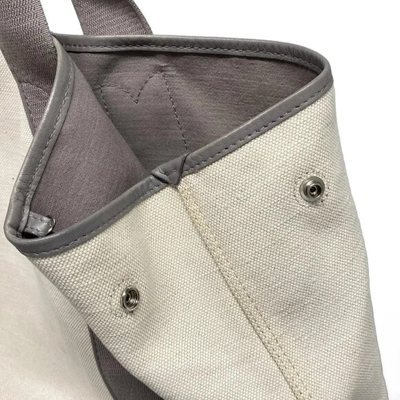 Auth BALENCIAGA Navy Cabas M 339936 White Gray Canvas Leather - Tote Bag - Picture 11 of 16